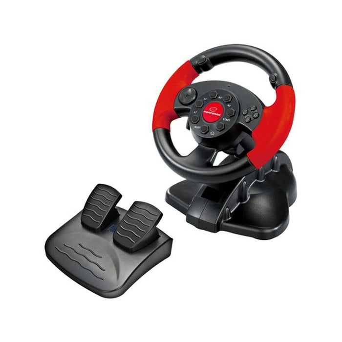 Kilpaohjauspyörä Esperanza EG103 Polkimet Musta Punainen PC PlayStation 3 PlayStation 2