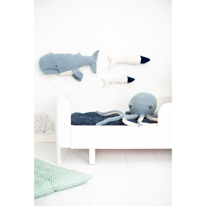 Pehmolelu Crochetts OCÉANO Sininen Valkoinen Mustekala Valas Kalat 29 x 84 x 14 cm 4 Kappaletta
