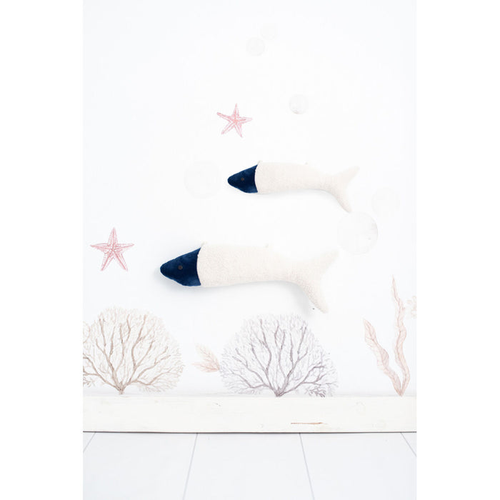 Pehmolelu Crochetts OCÉANO Sininen Valkoinen Mustekala Valas Kalat 29 x 84 x 14 cm 4 Kappaletta