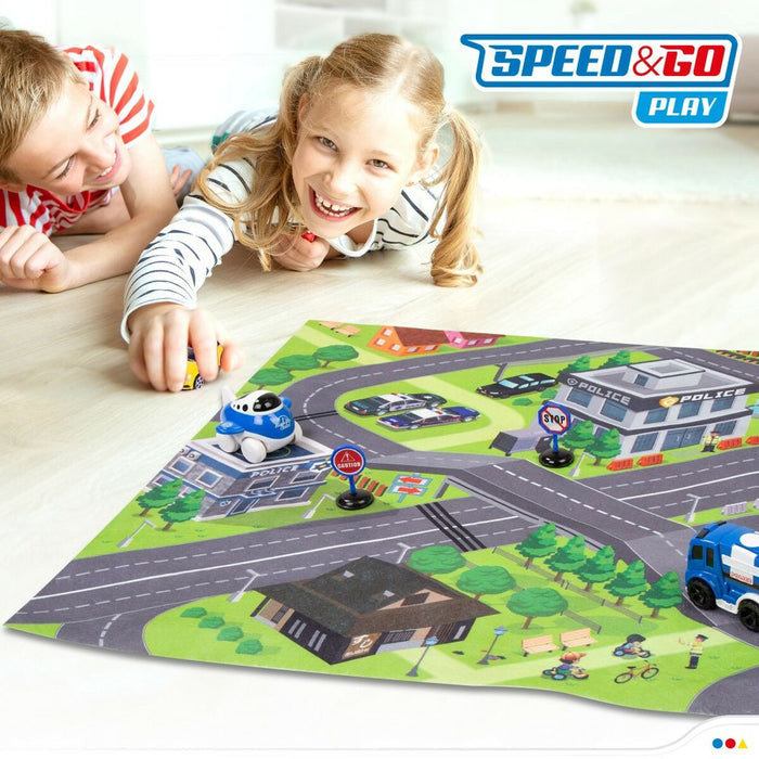 Leikkimatto Speed & Go Lisätarvikkeet Ajoneuvoja Tie Kangas Muovinen (6 osaa)