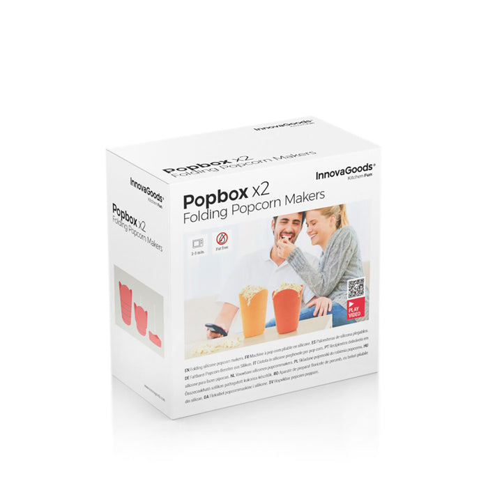 Silikoniset ja kokoontaittuvat popcornin valmistusalustat Popbox InnovaGoods (2 Kpl pakkaus)