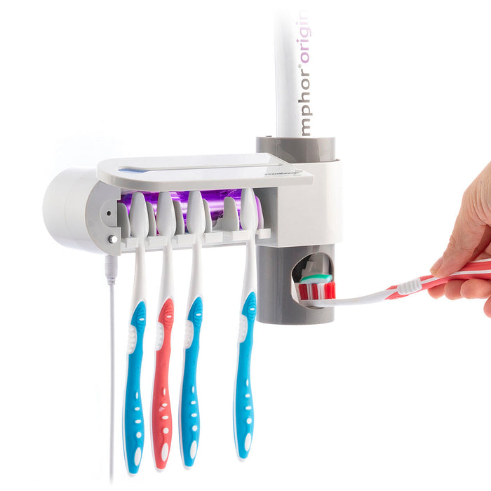 Hammasharjan UV-sterilointilaite telineellä ja hammastahna-annostelijalla Smiluv InnovaGoods